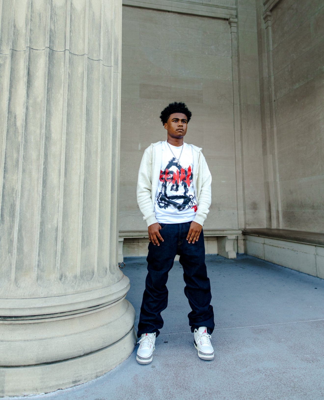 “3 Face Tagger” White Tee